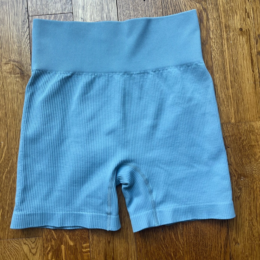 Blue Ribbed Women's Workout Set - Picture 6 of 8